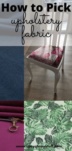 an upholstered chair with the words how to pick up velvet fabric on it