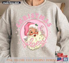 Retro Pink Christmas Vibes Sublimation File For Shirt Design Unisex Classic Retro Pink Christmas, Heather Grey Sweatshirt, Santa Sweatshirt, Christmas Vibes, Design T Shirt, Pink Sweatshirt, Pink Christmas, Vintage Sweatshirt