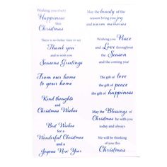 two christmas cards with blue ink on white paper