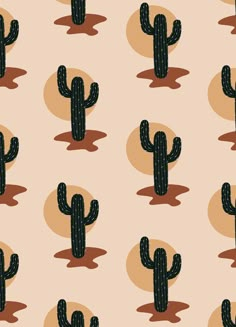 a cactus pattern is shown on a pink background with brown and tan circles around it