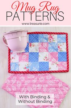 a pink and blue quilted placemat with text overlay that says, how to make