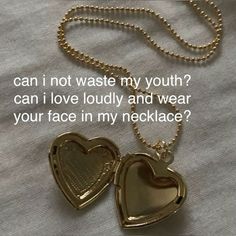 two heart shaped lockes on a chain with the words can i not waste my youth?