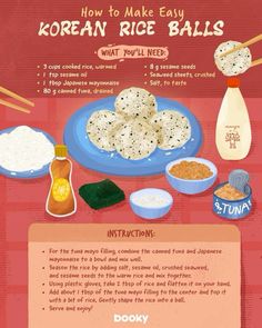 how to make easy korean rice balls info sheet with instructions on how to make them