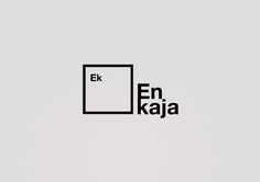 the logo for en kaja is shown in black and white on a gray background