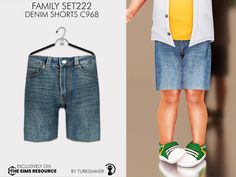 an image of a child's jeans shorts and shoes for the sims family set2