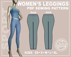 women's leggings sewing pattern from the front and back