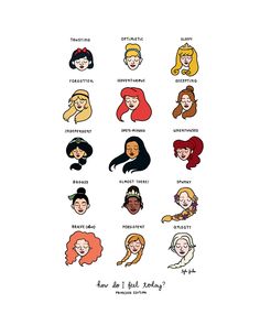 disney princesses with different hair colors and names on the front, which reads how do i look looking?