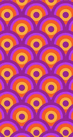 an orange and purple background with circles