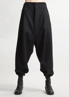 Futurictic Original Ofelya Ladies Woolen Trousers / Casual Drop Crotch Harem Pants - Big Carrot Pants Hanging Crotch Pants Collapse Sarouel Pants, Trousers Pattern, Carrot Pants, Women Bottoms, Trousers Casual, Vintage Pants, Green Wool, 가을 패션, Fantasy Clothing