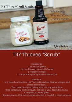 Thieves scrub for cleaning Young Living Lemon Essential Oil, Essential Oil Cleaner, Soft Scrub, Thieves Cleaner, Thieves Essential Oil