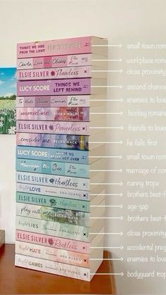 a stack of books sitting on top of a wooden table