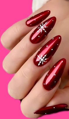 Red And Glitter Nail Designs, Nail Art Natale, Crveni Nokti, French Noel, Festive Backdrop, Wine Nails, Velvet Nails, Bridal Nail Art, Art Deco Nails