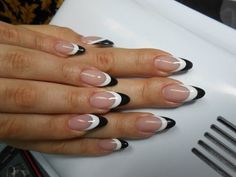 Ombre Nail Design, Black And White Nail Designs, Black And White Nails, Black And White Nail Art, White Tip Nails, White Nail Art, Ombre Nail Designs, White French