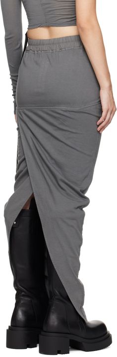 Heavyweight and garment-dyed organic cotton jersey maxi skirt. · GOTS-certified cotton · Drawstring at elasticized poplin waistband · Two-pocket styling · Slit at back hem Supplier color: Stone Jersey Maxi Skirt, Rick Owens Drkshdw, Denim Maxi Skirt, Color Stone, Rick Owens, Maxi Skirt, Organic Cotton, Skirt, Stone