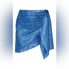 Brighten Up Your Weekend Look With This Mini Skirt. Featuring A Blue Satin Material With Tie Side Detailing In A Mini Length, Team This Skirt With The Matching Crop Top And Bright Heels For A Look We're Loving. Length Approx 44cm/17.5" (Based On A Sample Size Uk 8) Model Wears Size Uk 8/ Eu 36/ Aus 8/ Us 4 Model Height - 5ft 6" Fitted Blue Wrap Skirt For Beach, Fitted Blue Wrap Skirt For The Beach, Asymmetrical Blue Skirt For Summer, Blue Fitted Wrap Skirt For Party, Fitted Blue Wrap Skirt For Party, Fitted Asymmetrical Blue Bottoms, Chic Fitted Blue Wrap Skirt, Fitted Blue Asymmetrical Wrap Skirt, Blue Fitted Skirt With Asymmetrical Hem