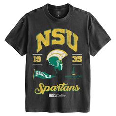 a black tshirt with green and yellow lettering on it that says msu