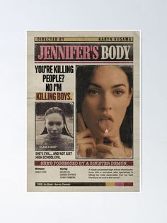 Jennifer's Body Poster, Fox Minimalist, Jennifers Body Movie, Movie Quote Prints, Jennifer Check, Body Horror, Fox Poster, Newspaper Art, Minimalist Vintage