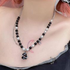 Material: Alloy, Glass, Bead Option: Necklace, Bracelet Color: Black ghost, White ghost Size: Bracelet: 16.3+6.1cm Necklace: 46+7cm Ghost Necklace, Black Ghost, Ghost White, White Ghost, Spooky Ghost, Bracelet Black, Necklace Black, Dark Fashion, Necklace Bracelet