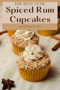 spiced rum cupcakes Infused Cupcakes Recipes, Boozy Cupcakes Recipes, Spiced Rum Recipes, Gourmet Cupcake Recipes, Rum Cupcakes, Boozy Baking, Boozy Cupcakes