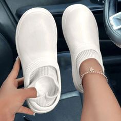 Olivia Mark - Thick Heeled Cotton Slippers for Women Only Ripped Jeans Style, Flats Shoes Comfortable, Color Shoes, Comfortable Slippers, Comfortable Flats, Flats Shoes, Patchwork Designs, White Casual, Keep Warm