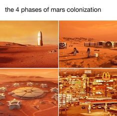 the four phases of mars collidation are shown in three different pictures, including one with