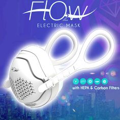 O2 Flow Electronic Face Mask True HEPA + Carbon Filter - 4 Stage HEPA H-13 Carbon Filtration (21430) Silicone Masks, Air Duct, Carbon Filter, Activated Carbon, Hepa Filter, Lithium Ion Batteries, Soft Silicone, Next Level