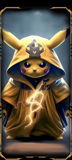 an image of a pikachu with lightning coming out of it's chest