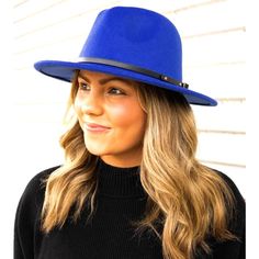 Top Off Your Outfit With This Chic Banded Hat! Royal Blue Felt Hat Featuring A Black Faux Leather Band With Metal Studs And Decorative Buckle. One Size Fits Most. Measurements: 13.5" Long X 12.25" Wide 2.5" Brim Approx. 23" Circumference (Opening) 35% Polyester, 65% Cotton Machine Wash Cold Low Iron Trendy Blue Brimmed Fedora, Trendy Adjustable Blue Fedora, Trendy Winter Fedora For Everyday, Trendy Everyday Fedora For Winter, Trendy Everyday Winter Fedora, Blue Short Brim Felt Hat For Fall, Blue Wide Brim Felt Hat For Fall, Fall Wide Brim Blue Felt Hat, Fall Blue Wide Brim Felt Hat