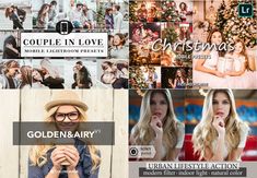 the collage shows people in love and christmas