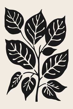 a black and white drawing of a leafy plant