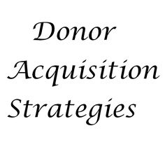 the words donor, acquistion, and strategies are in black ink