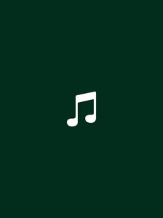 a music note is in the middle of a dark green background with white letters on it