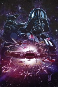 a star wars poster with darth vader and stormtrooper