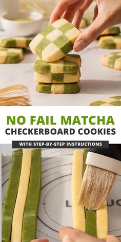 no fail matcha checkerboard cookies with step - by - step instructions to make them