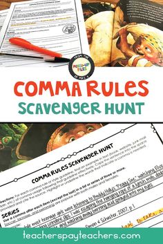 the comma rules scavenger hunt is an easy way to teach students how to use it