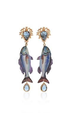 Dolce Gabbana Jewelry, Dolce And Gabbana Earrings, Fish Tales, Fish Earrings, Fish Jewelry, Ideas Jewelry, Two Fish, Fish Food, Blue Fish