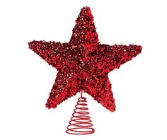 a red christmas tree topper on a white background