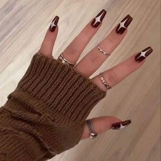 Star Nail Designs, Brown Nails, Dope Nails