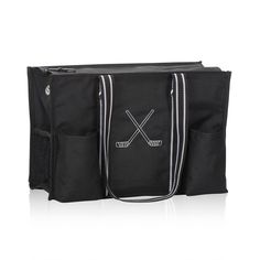 a black bag with two crossed golf clubs on it