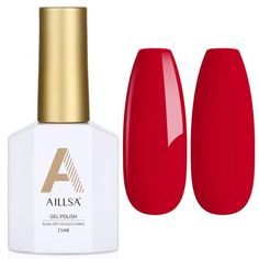 AILLSA Ruby Red Gel Nail Polish Bright Valentine Red Gel Polish Flames Red Winter Color Nail Polish Gel High Gloss Soak Off U V Gel Nail French Nail Manicure Salon DIY Holiday Gifts 0.5 Fl Oz/GF029.99 #Beauty