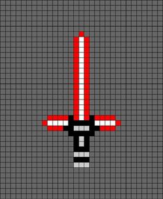 A pixel art template of Kylo Ren's red light-saber. Lightsaber Pixel Art, Square Drawing, Easy Perler Beads Ideas, Easy Pixel Art, Pixel Art Templates, Pixel Drawing, Perler Bead Templates, Diy Perler Bead Crafts, Pixel Art Grid