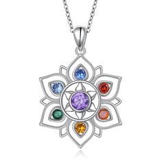 PRICES MAY VARY. 7 Chakra Necklace-The 7 chakras (7 colors stones) represent the flow of energy in your body from crown, third eye, throat, heart, solar plexus, sacral, root.The chakra necklace can reduce stress, fear, anger, resentment and other negative emotions.You will have the inner cosmic power and healing power that can help you increase vitality and support you to get everything you need. Lotus Pendant Necklace-Lotus is a symbol of spiritual awakening, a power to purify your body and for Spiritual Rings, Women Spiritual, Flower Rainbow, Yoga Chakra, Energy Balance, Chakra Energy, Lotus Pendant, Chakra Necklace, Birthday Gift For Women