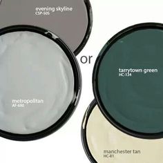 three different shades of paint with names on them