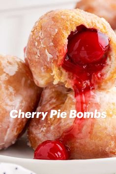 Cherry Pie Bombs  Cherry pie bombs are delightful, small treats made from biscuit dough pockets filled with sweet cherry pie filling. They are fried until golden brown and then coated in a sweet sugar glaze for a perfect finish.  Ingredients vegetable oil for frying 16.3 ounces Grands "Big" Biscuits flaky 21 ounces cherry pie filling 2 cups powdered sugar ¼ cup milk 1 tablespoon light corn syrup Cherry Pie Bombshell, Sweet Cherry Pie Filling, Biscuits Flaky, Cherry Pie Filling Recipes, Sourdough Breads, Sweet Cherry Pie, Pancake Dessert, Cherry Pie Recipe, Canning Cherry Pie Filling