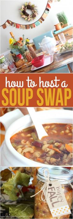 how to host a soup swap with free printable tags on the top and bottom