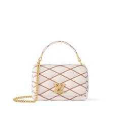 LOUIS VUITTON® - Go-14 Mm - Crème/noisette Lv Twist, Bags 2024, Lv Fashion, Luxury Purses, Woman Bags Handbags, Louis Vuitton Official, Color Dorado, Fashion Show Collection, Lambskin Leather