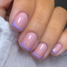 Explore easy-to-follow steps and tips for achieving stunning acrylic nails without the salon visit #naildesigns#acrylicnails#diyacrylicnails#simpleelegance#nailartideas#homemanicure#minimalnailart#nailinspo#elegantnails#nailfashion Mini French Nails Color, Short Mini Acrylic Nails, Lilac French Tip Nails Short, Colored French Tip Gel Nails Short, Short Biab Nails French, Purple French Nail Designs, Purple French Manicure Nails, Biab Gel Nails Short, Lilac Tip Nails