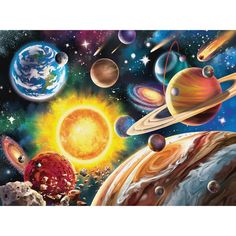 the solar system with planets and stars