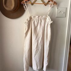 Excellent Condition, Never Worn, Tags On! Beige Cotton Sundress For Spring, Beige Cotton Mini Dress For Daywear, Cream Sundress For Spring Daywear, Beige Cotton Midi Dress For Day Out, Off-white Cotton Dress For Brunch, Daytime Beige Cotton Midi Dress, Beige Cotton Midi Dress For Daytime, Off White Cotton Dress For Brunch, Chic Off-white Cotton Mini Dress