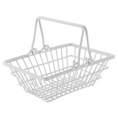 a white wire basket with handles on a white background, isolated for use in the kitchen